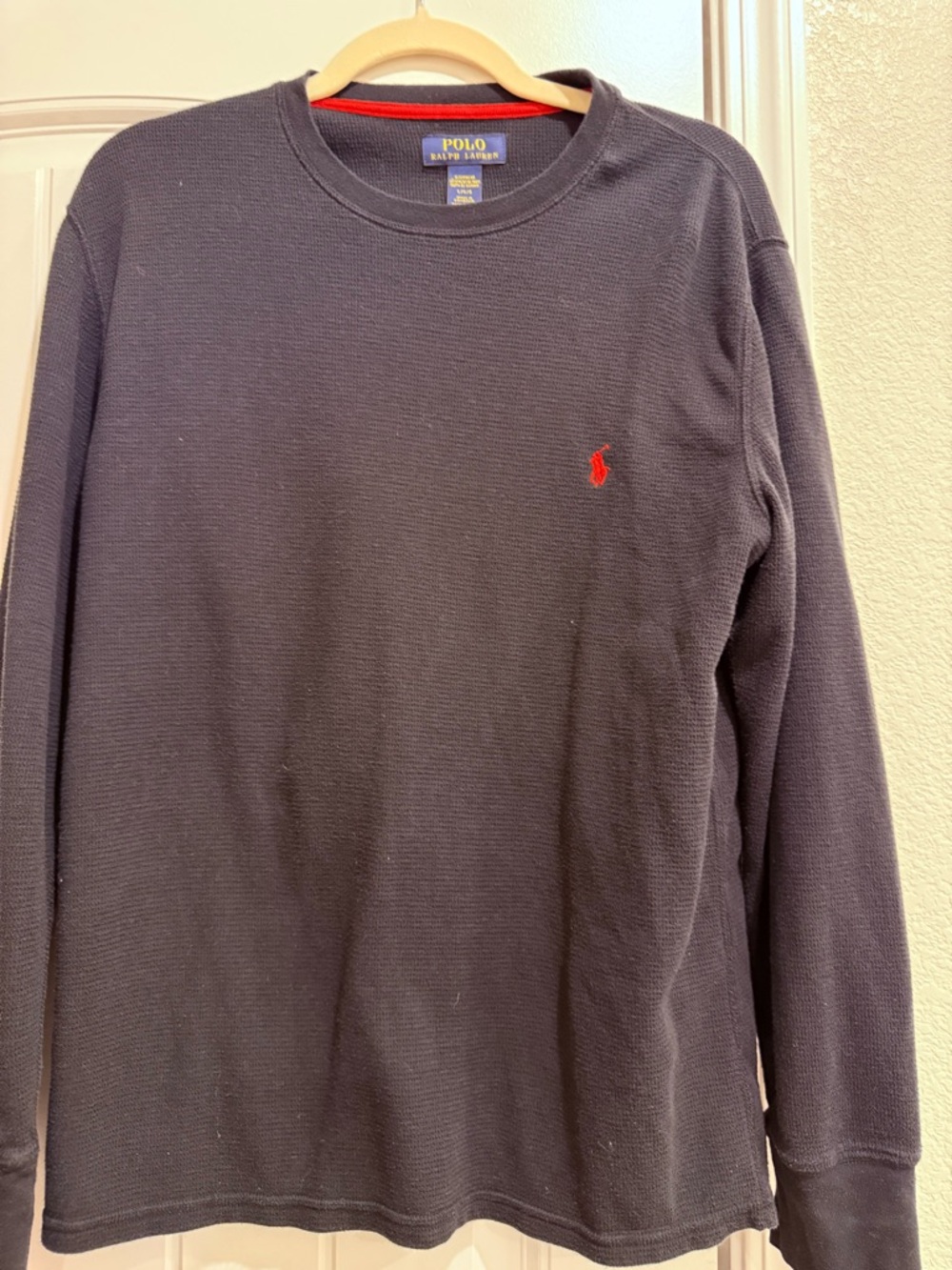 Polo by Ralph Lauren Long-Sleeve Crewneck Sleepwear- Black w/Red Pony Large